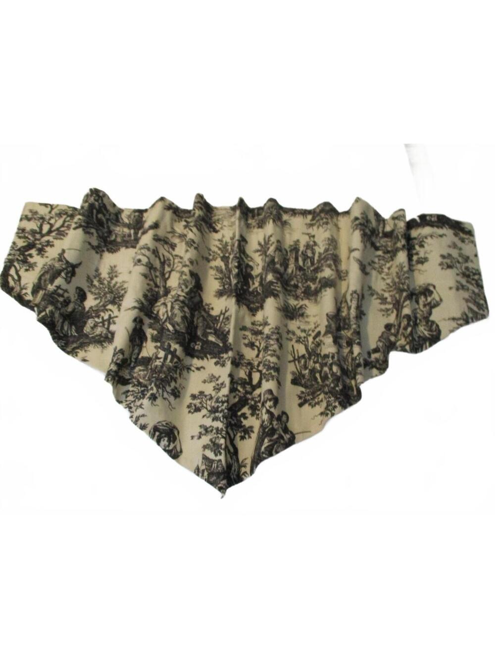 Vintage Waverly Home Classics Black and White Toile Ascot Window Valance Curtain